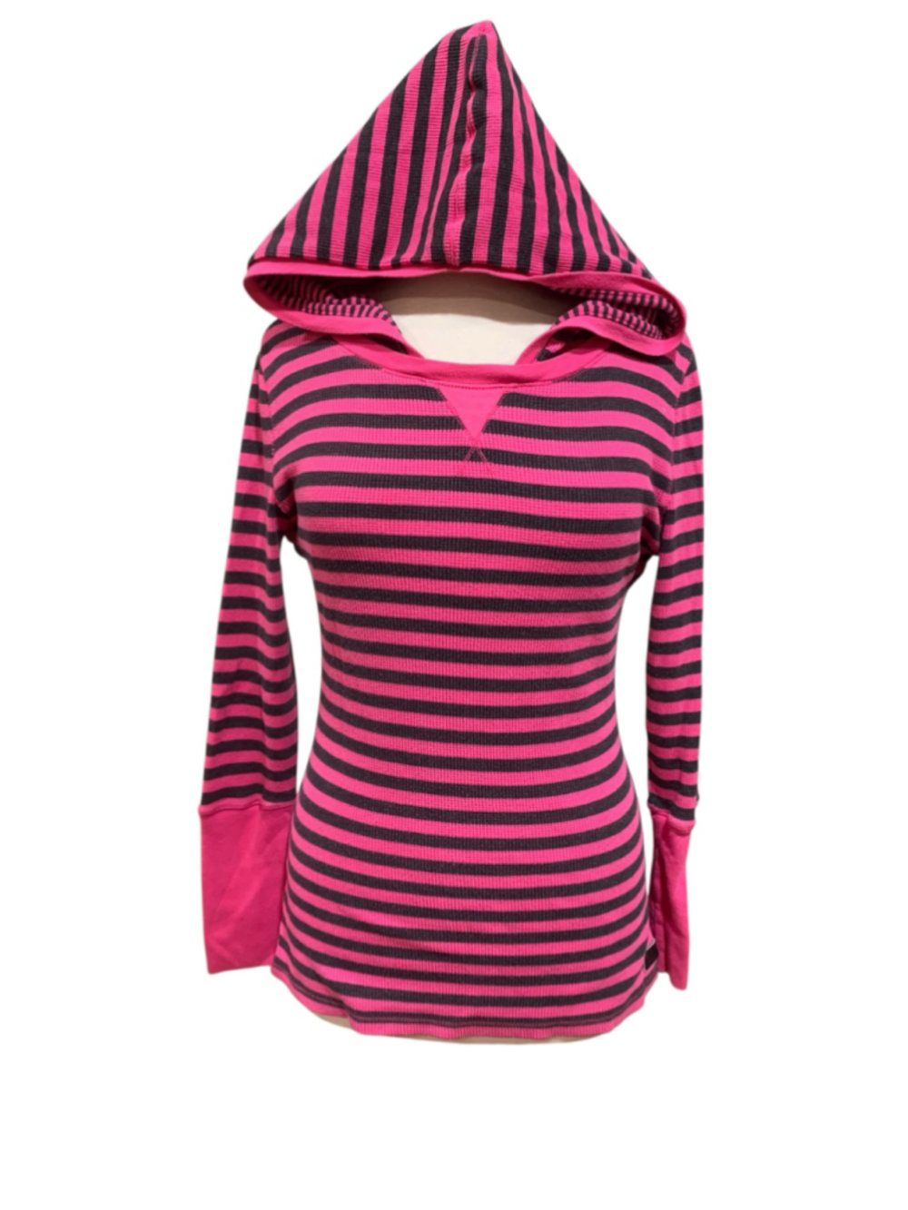 Women's Calvin Klein Performance Striped Waffle Knit Hoodie, Pink/Black, M
